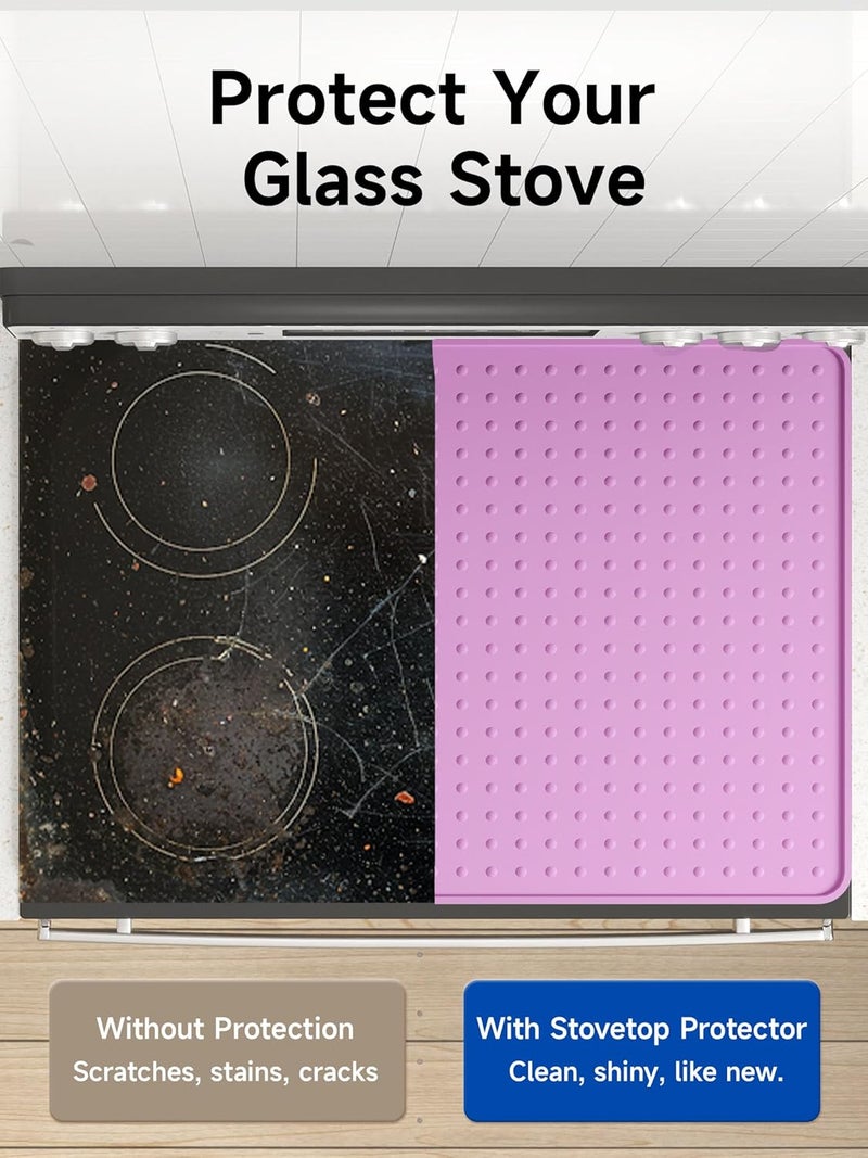 Bampanda Silicone Stove Top Cover for Electric Stove, Glass Stove Top Protector, Stovetop Cover Mat for Cooktop, Flat Range Cover, Oven Top Protector, Coffee Bar Mat, 28 x 20 in, Pink - Image 5